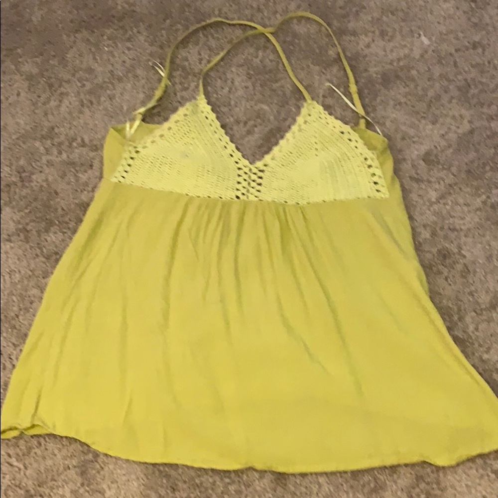 Green crochet cross cross tank top
